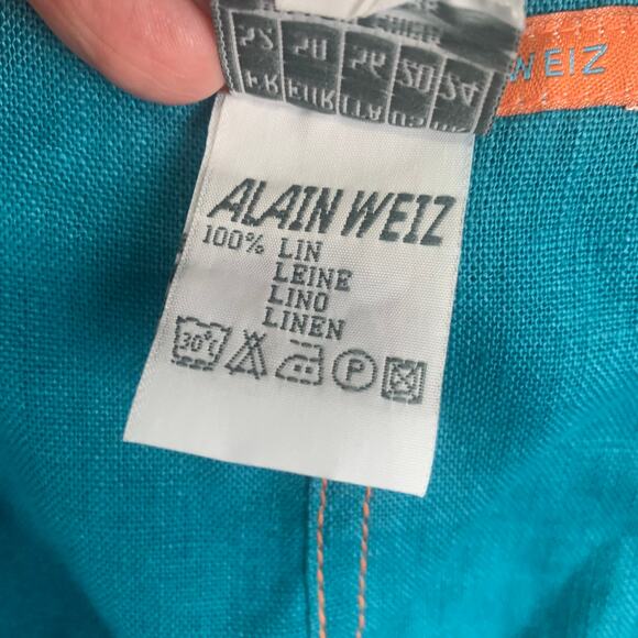 Alain Weiz Linen Dress Womens 20 Sleeveless Linen Button Front Boho Pocket - Picture 4 of 6